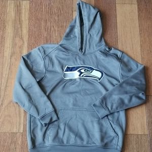 Seahawks Pullover Pocket Hoodie Gray Embroidered